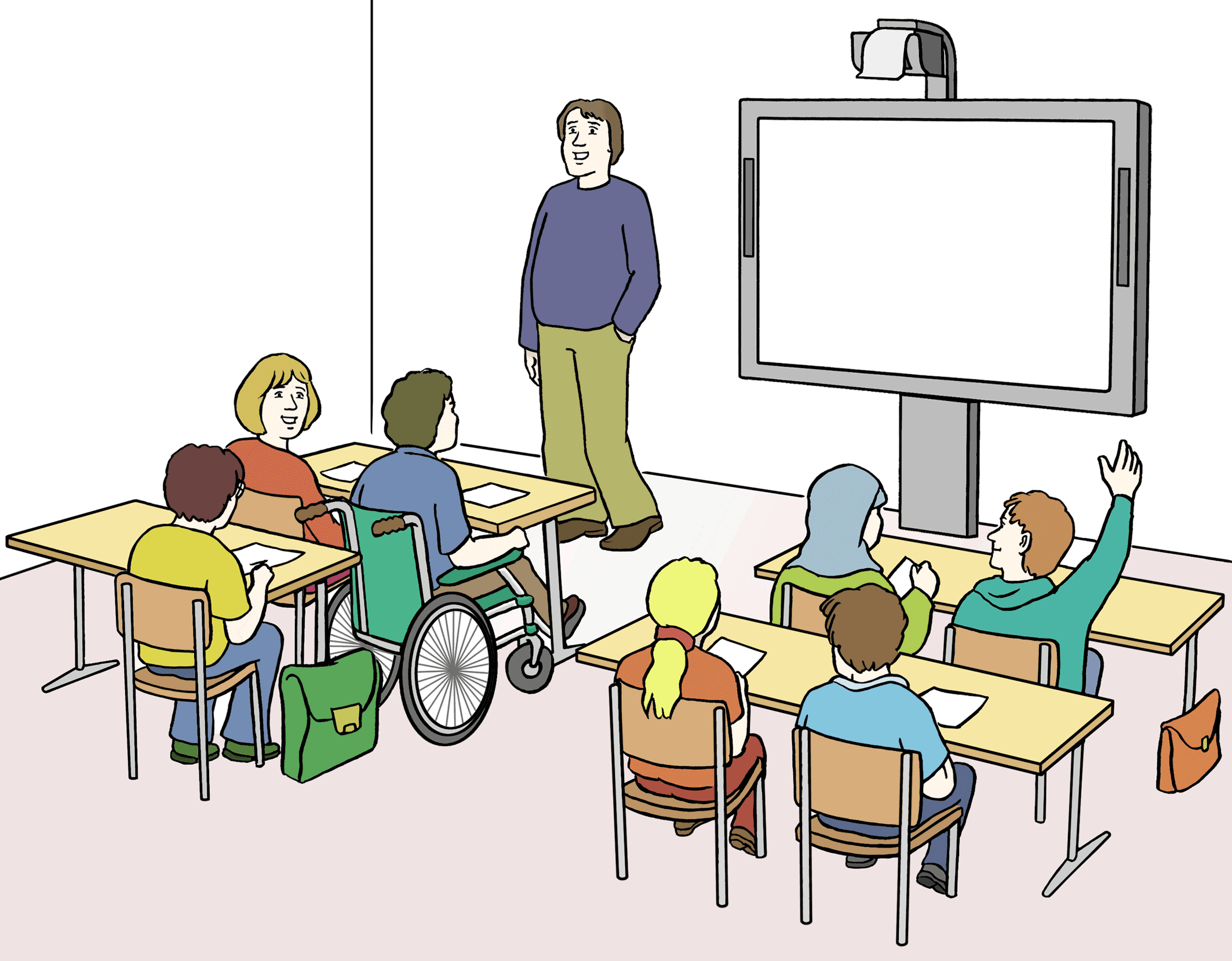 Lehrkraft unterrichtet in einer Klasse